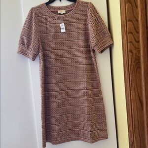 LOFT Pink and Brown Tweed Dress